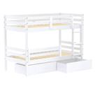 Beliche Solteiro Dreams com 02 Gavetas e Grade de Proteção Madeira Maciça Branco Housin