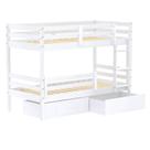 Beliche Solteiro Dreams Com 02 Gavetas E Grade De Proteção Madeira Maciça Branco Megamobilia
