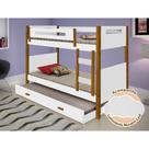 Beliche Solteiro Infantil com Cama Auxiliar Montessoriana Heloisa Branca e Amêndoa Luminária Led