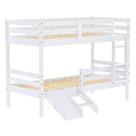 Beliche Solteiro Infantil Eco e Mini Escada/Escorregador Madeira Maciça Branco Mobilistore