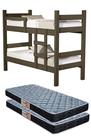 Beliche Solteiro Leticia Mdf estrado de madeira Para Quarto Pousada Compacto Com 2 Colchão D20 Incluso 88x188cm Top