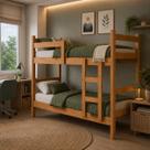 Beliche Solteiro Nature MDF Resistente para Quarto Moderno e Seguro Beliche Solteiro Nature MDF Resistente para Quarto Moderno e Seguro