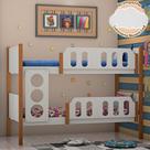 Beliche Solteiro Ônix com Luminária Nuvem para Quarto Infantil em Madeira Premium - Branco/caramelo