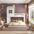 Beliche Solteiro Queen Montessoriano Cabana Family com Estante Casatema MadeiraOriginals Beliche Solteiro Queen Montessoriano Cabana Family com Estante Casatema MadeiraOriginals