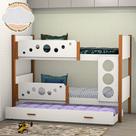 Beliche Solteiro Star com Cama Auxiliar e Luminária Nuvem para o Quarto Infantil - Branco/nature
