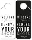 Bem-vindo, remova a placa de sapatos tire seus sapatos, pacote com 2 placas de maçaneta, dupla face, ideal para usar em qualquer lugar, como casa, terapia ou tratamento de spa.