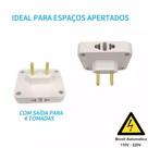 Benjamim adaptador 4 tomadas bivolt 110v 220v compatível 10a e 20a multiplicador de tomada