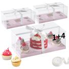 Bento Box JCD Pink 1+4 caixas de bolo Bento, combinação de 3 unidades