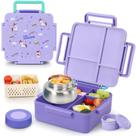 Bento Box Norxely com garrafa térmica para crianças de grande capacidade, roxa