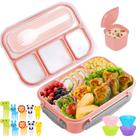 Bento Box Yumuk 1300mL para crianças/adultos com 4 compartimentos rosa
