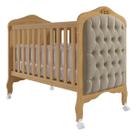 Berço 100 mdf nature americano vira cama com capitonê
