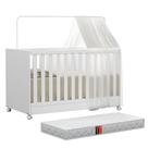 Berço 2 em 1 Americano Vira Mini Cama Doce Sonho Com Colchão, Rodízios e Grade Removível Berço 2 em 1 Americano Vira Mini Cama Doce Sonho Com Colchão, Rodízios e Grade Removível