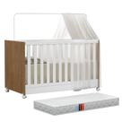 Berço 2 em 1 Americano Vira Mini Cama Doce Sonho Com Colchão, Rodízios e Grade Removível