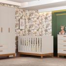 Berço 2 em 1 em MDF 133cm x 90cm Flip Bege/Areia Fosco