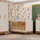 Berço 2 em 1 em MDF 133cm x 90cm Flip Bege/Areia Fosco/Savana