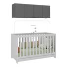 Berço 3 Em 1 Com Colchão E Armário Aéreo 4 Portas Multimóveis Mp4158 Branco/grafite Branco/grafite