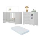 Berço 3 Em 1 Com Colchão Incluso E Cômoda 1 Porta 4 Gavetas Luna Multimóveis MP4754 Branco
