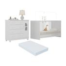 Berço 3 Em 1 Com Colchão Incluso E Cômoda 1 Porta 4 Gavetas Nina Multimóveis MP4768 Branco