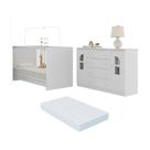 Berço 3 Em 1 Com Colchão Incluso E Cômoda 2 Portas 4 Gavetas Amora Multimóveis MP4771 Branco