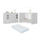 Berço 3 Em 1 Com Colchão Incluso E Cômoda 2 Portas 4 Gavetas Serena Multimóveis MP4757 Branco