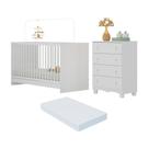 Berço 3 Em 1 Com Colchão Incluso E Cômoda 4 Gavetas Luna Multimóveis MP4778 Branco