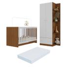 Berço 3 em 1 com Guarda-Roupas 2 Portas 1 Gaveta e Colchão Incluso Doce de Leite Multimóveis MP4242