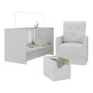 Berço 3 Em 1 Com Poltrona Amamentação e Puff Mp4142 Branco Berço 3 Em 1 Com Poltrona Amamentação e Puff Mp4142 Branco