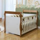 Berço 3 em 1 com Regulagem de Altura 100% MDF Star Branco/Amadeirado Berço 3 em 1 com Regulagem de Altura 100% MDF Star Branco/Amadeirado
