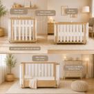Berço 3 em 1 Evolutivo com mini colchão incluso MDF e Madeira Maciça Quater Linha Loop Branco com Carvalho Malva com Certificado Inmetro Berço 3 em 1 Evolutivo com mini colchão incluso MDF e Madeira Maciça Quater Linha Loop Branco com Carvalho Malva com Certificado Inmetro