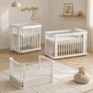 Berço 3 em 1 Evolutivo Mini Berço com Colchão, Berço Americano e Mini Cama Madeira e MDF Acabamento Premium em Branco Fosco Brinde Colchão