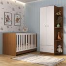 Berço 3 em 1 para Colchão 130 x 60cm com Guarda-Roupas 2 Portas Doce de Leite Multimóveis MP4241