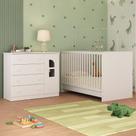 Berço 3 em 1 para Colchão 130x60cm com Cômoda 1 Porta 4 Gavetas Amora Multimóveis MP4759 Berço 3 em 1 para Colchão 130x60cm com Cômoda 1 Porta 4 Gavetas Amora Multimóveis MP4759