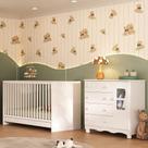 Berço 3 Em 1 Para Colchão 130x60cm Com Cômoda 1 Porta 4 Gavetas Luna Multimóveis MP4742 Branco