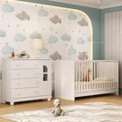 Berço 3 Em 1 Para Colchão 130x60cm Com Cômoda 1 Porta 4 Gavetas Nina Multimóveis MP4760 Branco