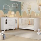 Berço 3 em 1 para Colchão 130x60cm com Cômoda 2 Portas 4 Gavetas Aurora Multimóveis MP4766
