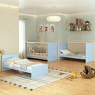 Berço 3 Em 1 Para Colchão 60 X 130 Cm Multimóveis Mp0527g - Azul/branco