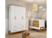 Berço 5x1 e Guarda Roupa Retro Moveis Peroba Guti MDF Branco Amêndoa Berço 5x1 e Guarda Roupa Retro Moveis Peroba Guti MDF Branco Amêndoa