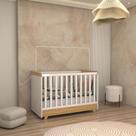 Berço Americano 2 em 1 Sueño 100% Mdf Branco Brilho/Amêndoa - Panorama Móveis