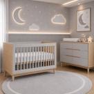 Berço Americano 2 em 1 vira Mini Cama e Cômoda 6 gavetas Linha Tomi Acabamento Premium laqueado Cinza Marca Quater Móveis Brinde Colchão Berço Americano 2 em 1 vira Mini Cama e Cômoda 6 gavetas Linha Tomi Acabamento Premium laqueado Cinza Marca Quater Móveis Brinde Colchão