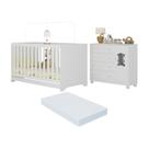 Berço Americano 3 Em 1 Com Colchão Incluso E Cômoda 1 Porta 4 Gavetas Fofura Multimóveis MP4732 Branco