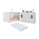Berço Americano 3 Em 1 Com Colchão Incluso E Cômoda 2 Portas 4 Gavetas Teddy Multimóveis MP4735 Branco