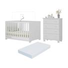 Berço Americano 3 Em 1 Com Colchão Incluso E Cômoda 4 Gavetas Dengo Multimóveis Mp4702 Branco