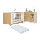 Berço Americano 3 Em 1 Com Colchão Incluso E Cômoda Suspiro Multimóveis MP4718 Branco-madeirado