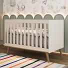 Berço Americano 3 em 1 Retrô Pé Palito Mini Cama Mini Sofá Ludmila MDF Off White