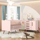 Berço Americano 3820 e Cômoda Infantil 3825 Q Encanto Retrô Qmovi Rosa Berço Americano 3820 e Cômoda Infantil 3825 Q Encanto Retrô Qmovi Rosa