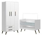 Berço Americano 3820 E Guarda Roupa 3830 Retrô Branco Acetinado - Qmovi