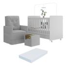 Berço Americano 3x1 com Colchão, Poltrona Amamentação e Puff Bambino Multimóveis MP4101 Berço Americano 3x1 com Colchão, Poltrona Amamentação e Puff Bambino Multimóveis MP4101