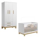 Berço Americano 4315 E Guarda Roupa 4340 Q Encanto Slim Branco Acetinado - Qmovi Berço Americano 4315 E Guarda Roupa 4340 Q Encanto Slim Branco Acetinado - Qmovi