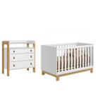 Berço Americano 4315 Q Encanto Slim e Cômoda 4410 Fantasia Branco Acetinado Qmovi