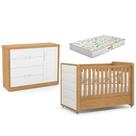 Berço Americano Capitonê New Boucle E Cômoda Infantil Tutto New Freijó E Colchão - Matic